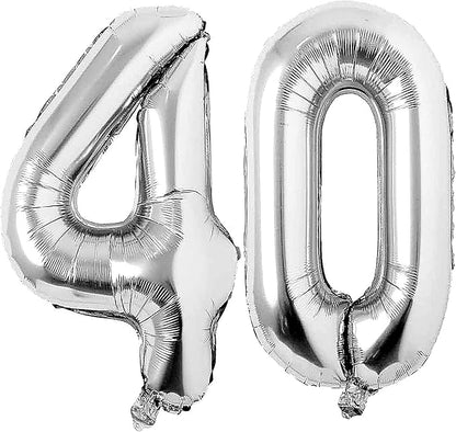 Jonhamwelbor 40 Balloon Noumbers Silver Giant Jumbo Big Large Balloons 40 Years by Jonhamwelbor