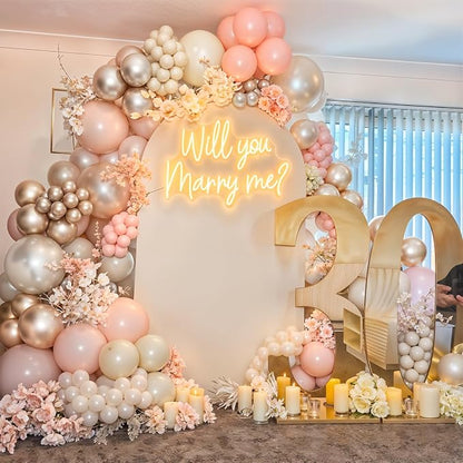 HILAVO Dusty Pink Balloon Arch Kit Boho Blush Pink Champagne Gold Double - Image 3