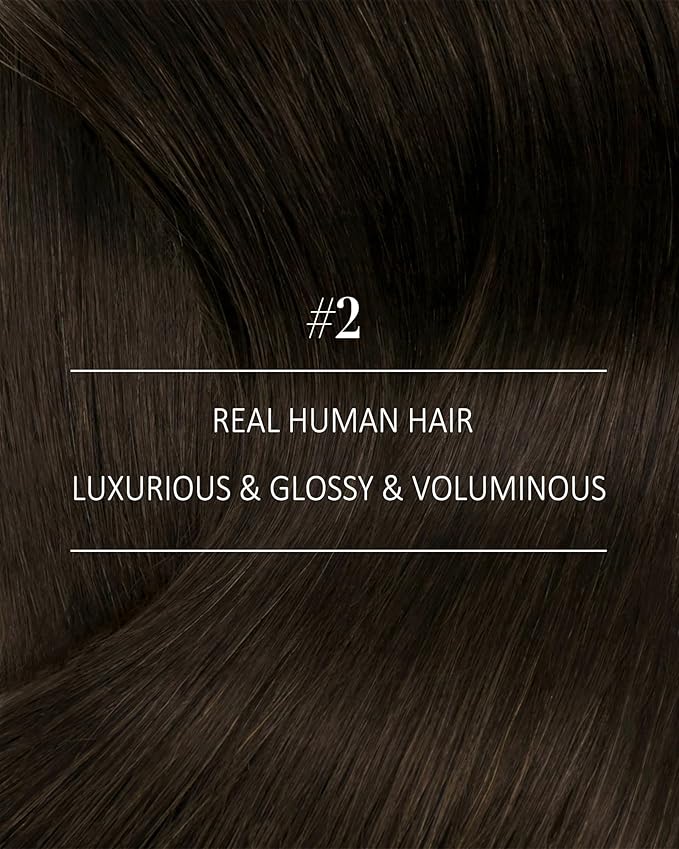 YoungSee 150G Clip in Human Hair Extension Brown Clip in Extensions Real Human Hair Darkest Brown Clip on Hair Extensions for Women 20Inch 7Pcs