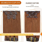 Full Shine Clip in Hair Extensions 20 Inch Human Hair Copper Remy Clip in Extensions Real Human Hair Red Hair Extensions Pu Weft Invisible Straight Hair Extensions Real Human Hair Clip ins 120G 8 Pcs