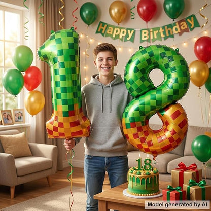 40 Inch Pixel Foil Number 18 Balloon - Image 4
