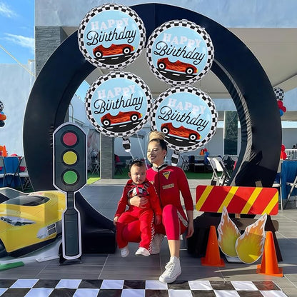 18 Inch Race Car Happy Birthday Balloons, Two Fast One Birthday Decor - Image 4