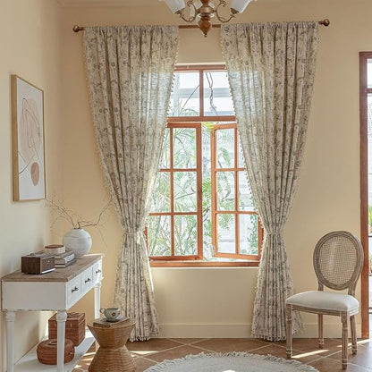 ENJOYBRIDAL Floral Curtains 63 Inch Length Vintage 2 Panels Drapes Short Rod - Image 5