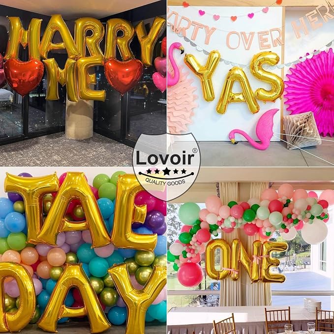 Lovoir 40 Inch Large Gold Letter H Balloons Big Size Jumbo Mylar Foil Helium - Image 5