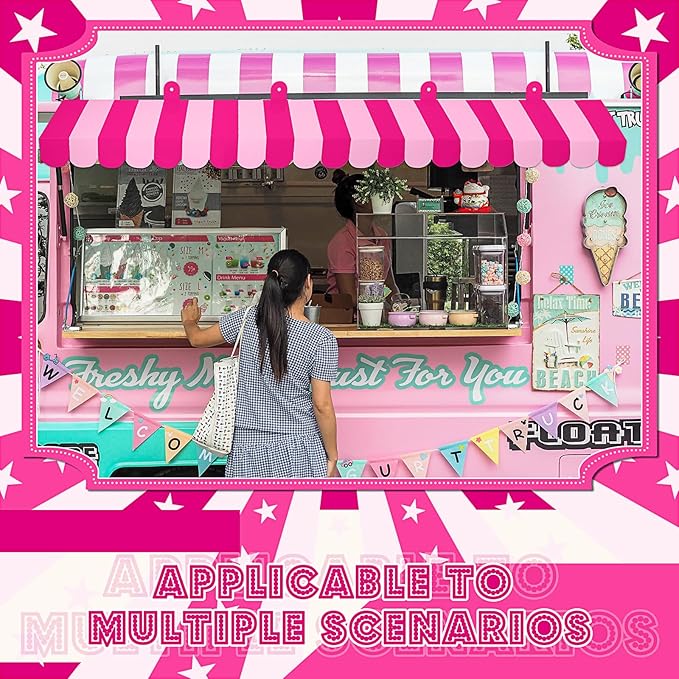 Boao 4 Pack Circus Awning Decoration 3D Stripe Cardboard Awning Carnival Wall - Image 4