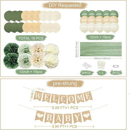 Baby Shower Party Decorations Kit Welcome Baby Heart Burlap Banner - Image 2
