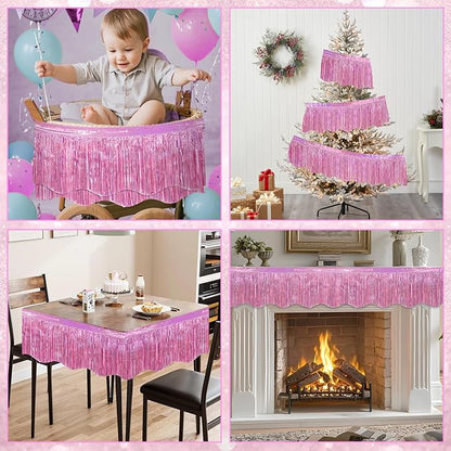 LOLStar Pink Foil Fringe Tinsel Garland, Tinsel Streamers Banner, 6 Pack | 60Ft - Image 4