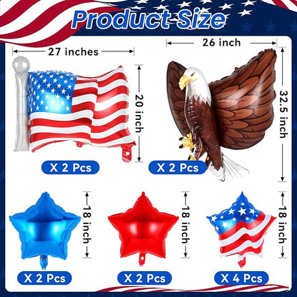 12 Pcs Patriotic Balloons, Eagle American Flag Balloon, 4th of July Balloons - Image 2