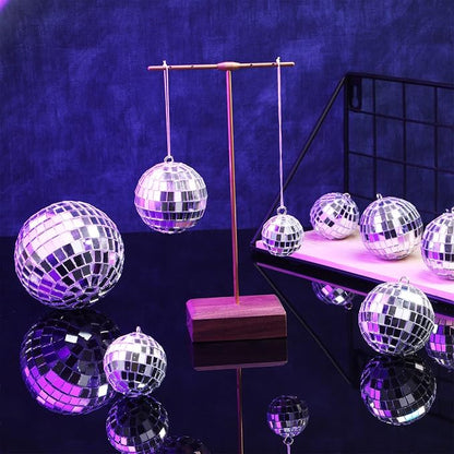 MTLEE 20 Pcs Disco Balls Decoration Mirror Disco Ball Assorted Silver Hanging - Image 4