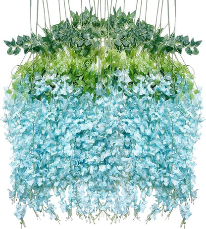 Artificial Flowers Hanging Flowers, Fake Wisteria Flower Garland Silk Vines by WONICE