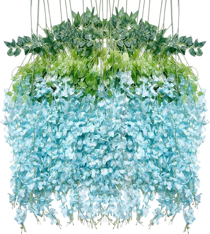 Artificial Wisteria Hanging Flowers-Fake Wisteria Flower Garland Silk Vines by WONICE