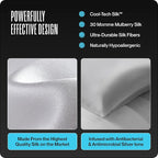 Dream Recovery Performance Silk Pillow Case with Zipper - 100% Silver Mulberry Silk Pillowcase for Hair and Skin - Naturally Cooling and Moisturizing - Standard Size - Slate