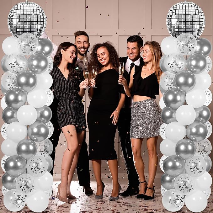 2 Sets Disco Ball Party Balloon Column Stand Kit - Image 5