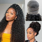 360 Glueless Wigs Human Hair 30 Inch Pre Plucked Hidden Strap Deep Wave Lace Front Human Hair Wigs With Drawstring 180 Density Wet and Wavy HD Full Lace Front Wigs Human Hair