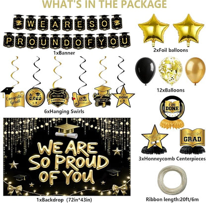 Black Gold We are So Proud of You Decorations, We are So Proud of You Banner - Image 2