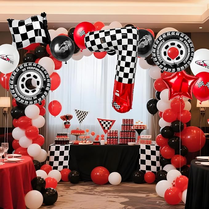 1 pack racing theme 40-inch digital foil balloon, featuring black and white - Image 3