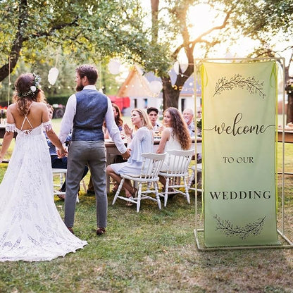 Yousoontic Welcome to Our Wedding Linen Rustic Wedding Welcome Banner Plain - Image 5