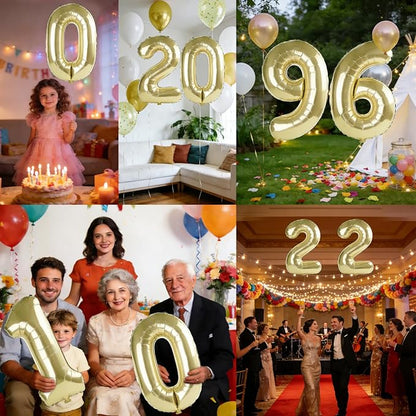 40 Inch Number 96 Balloons for 96th Birthday Party Decorations, 0-100 Champagne - Image 7