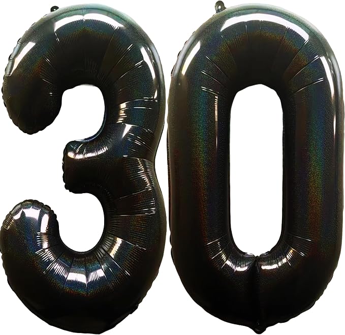 Jonhamwelbor 40 Inch Black Balloon Numbers Foil Mylar Giant Balloon | Laser 30 by Jonhamwelbor