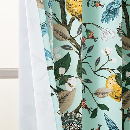 Topfinel Green Floral Curtains 84 Inches Long Vintage French Country Grommet - Image 8