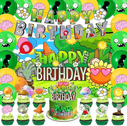 42Pack Plants Zombies Party decoration pack include Banner, Honeycomb by Frerand