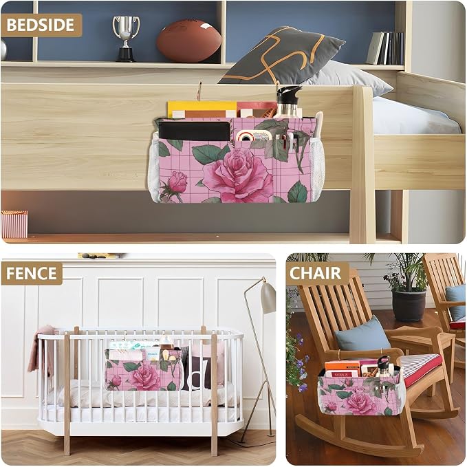 Bedside Caddy Metal Frame Hanging Organizer Bunk Bed Dorm Accessories Hook And - Image 8