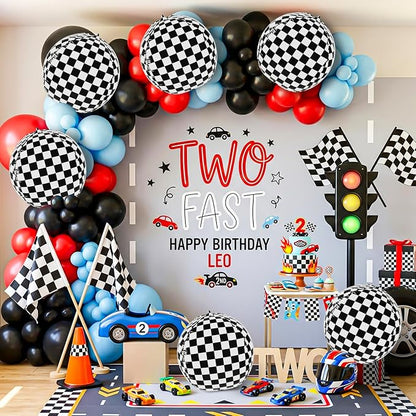 6 Pcs 4D Checkered Balloons, 22 Inch Black White Checkerboard Foil Balloons | - Image 2