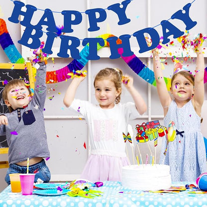 Navy Blue Happy Birthday Banner Sign Blue Birthday Party Supplies - Image 6