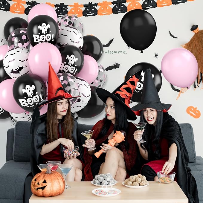 Halloween Balloons, Cute Ghost Bat BOO Print Balloons, Halloween Kids Birthday - Image 4