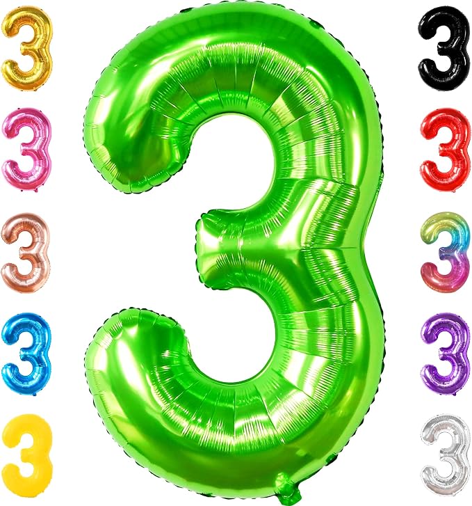 KatchOn Light Green Number 3 Balloon 40 Inch | Green 3 Balloon Number by KatchOn