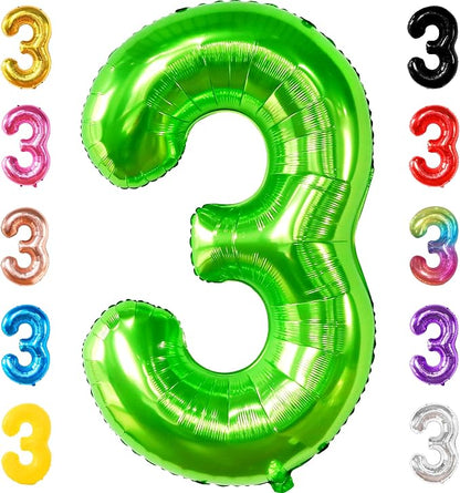 KatchOn Light Green Number 3 Balloon 40 Inch | Green 3 Balloon Number by KatchOn