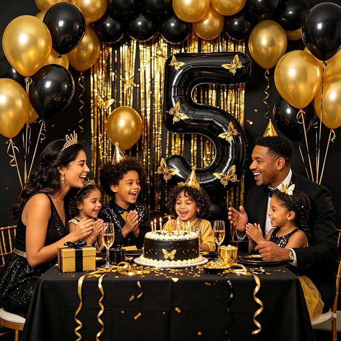 40 Inch Black Number 5 Balloon - Image 4