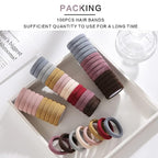 100PCS Elastic Cotton Hair Bands, Seamless No-Damage Ponytail Holders for Thick or Thin Hair, Soft Hair Accessories for Women and Girls, Coral Color