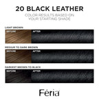 L'Oreal Paris Feria Multi-Faceted Shimmering Permanent Hair Color, 20 Black Leather (Natural Black), Pack of 1 Hair Dye Kit