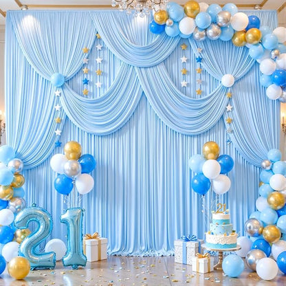 10 Panels Baby Blue Backdrop Curtains - Image 9