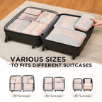 OlarHike 8 Set Compression Packing Cubes,Christmas Gifts for Women Mom Girl,Compressible Expandable Luggage Clothes Organizer for Travelers,Airplane/Cruise/Car/Train Travel Essentials(Beige)