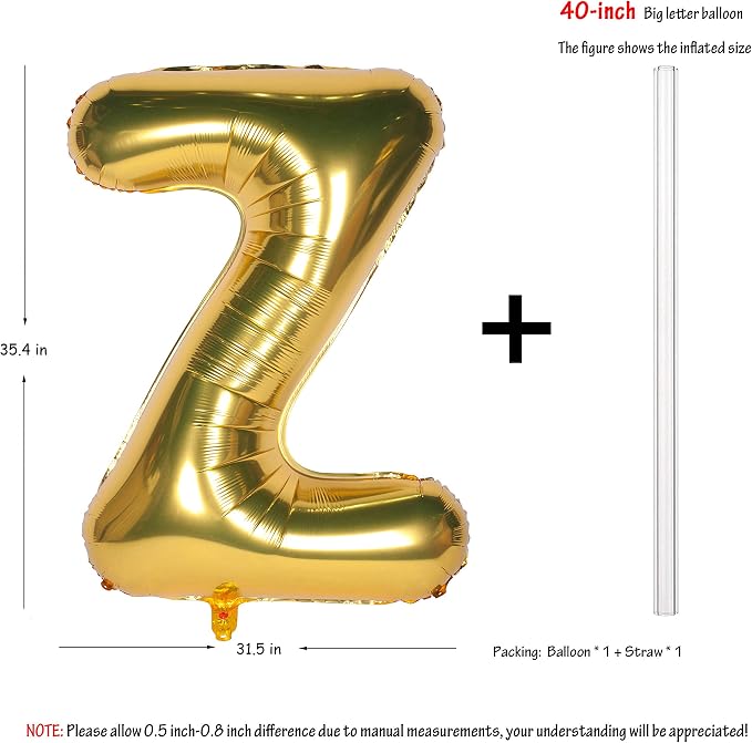 Letter Balloons 40 Inch Giant Jumbo Helium Foil Mylar Gold Z | - Image 2