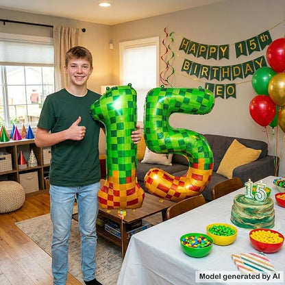 40 Inch Pixel Foil Number 15 Balloon - Image 4