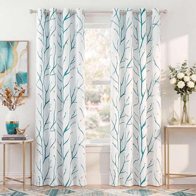 NICETOW Twisted Branch Room Darkening White Curtains, Thermal Insulated Grommet by NICETOWN