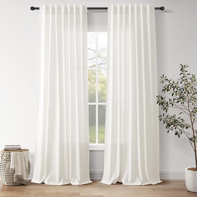 Neutral Linen Curtains 108 Inches Long by Nanspring