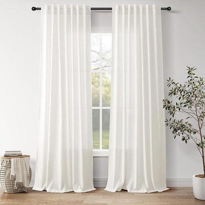 Neutral Linen Curtains 108 Inches Long by Nanspring