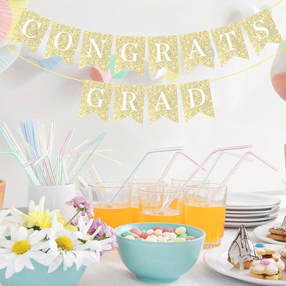 Hoogict Graduation Decorations Congrats Grad Banner Gold Graduation Party - Image 8