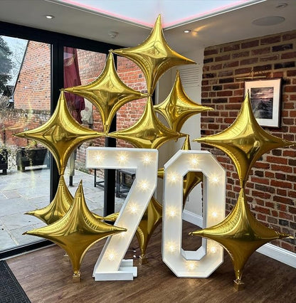 Gold Star Balloons, 26Inch and 10Inch Gold Quadrangle Helium Balloon - Image 3