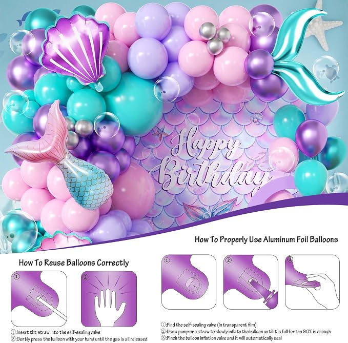 106pcs Mermaid Balloon Garland Arch Kit - Image 6