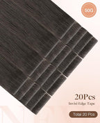 GOO GOO Invisi Edge Tape in Hair Extensions Human Hair, 1C Mocha Brown 20pcs 10inch 30g, Virgin Remy Hair, Seamless Injected Tape, Natural Look