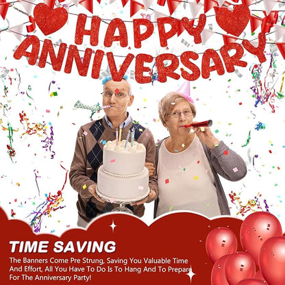 Fulmoon Happy Anniversary Banner Glitter Happy Anniversary Decorations Wedding - Image 6