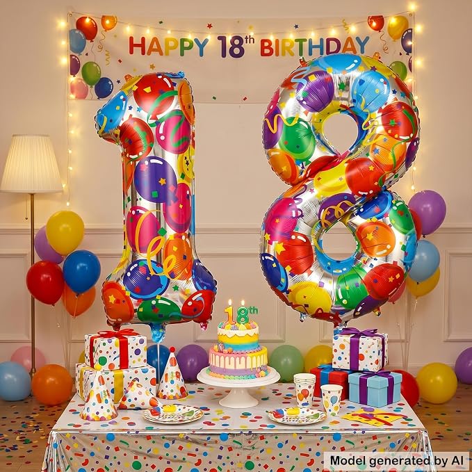 40 Inch Number 18 Balloon Set Large Foil Balloons - Image 4