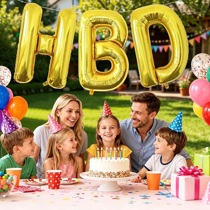 Gold HBD Balloons, HBD Foil Letter Balloon - Image 4
