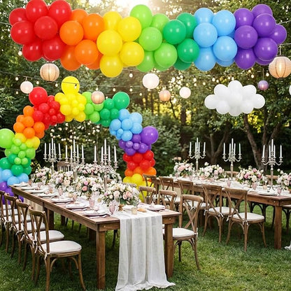 RUBFAC 135pcs Rainbow Balloons, Latex Colorful Balloon Different Sizes 18 12 10 - Image 6
