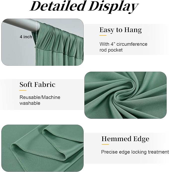 50ft x 15ft Grayish Green Backdrop Curtains - Image 6